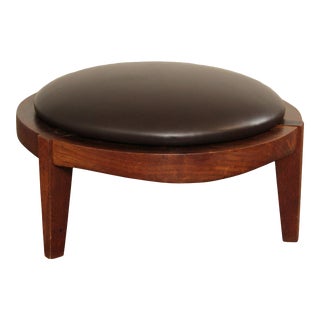 Studio Crafted New Hope School Walnut & Leather Footstool For Sale