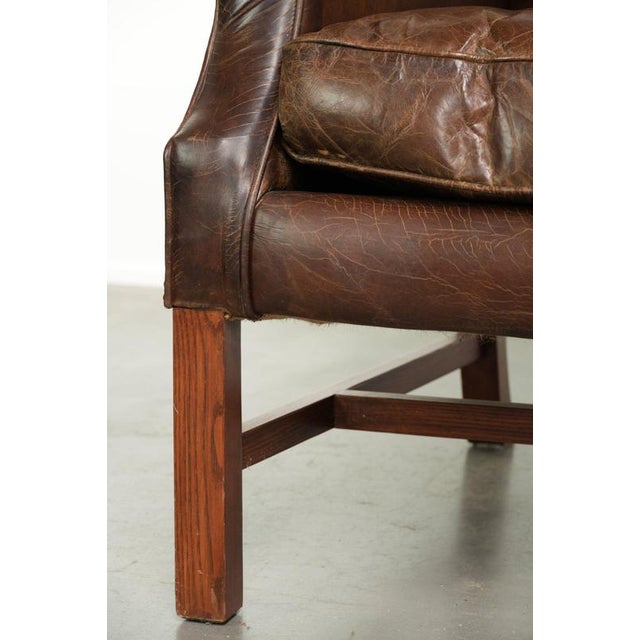 Vintage Cowhide Wing Armchair For Sale - Image 11 of 12