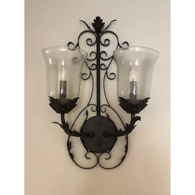 Tuscan Iron Double Light Wall Sconce For Sale - Image 3 of 3