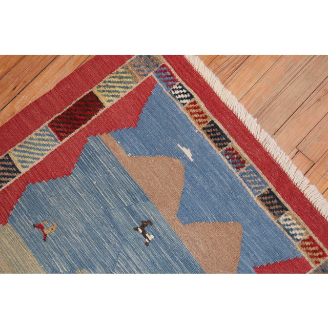 Vintage Zabihi Collection Folksy Pictorial Persian Souf Gabbeh Carpets - A Pair - 2'9" x 3'10" For Sale - Image 10 of 11