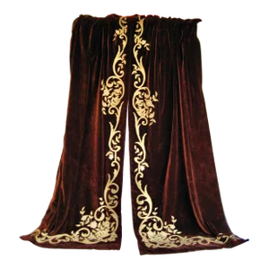 Pair of Napoleon III Velour Applique Curtains -Drapes Tapestry, Circa 1840