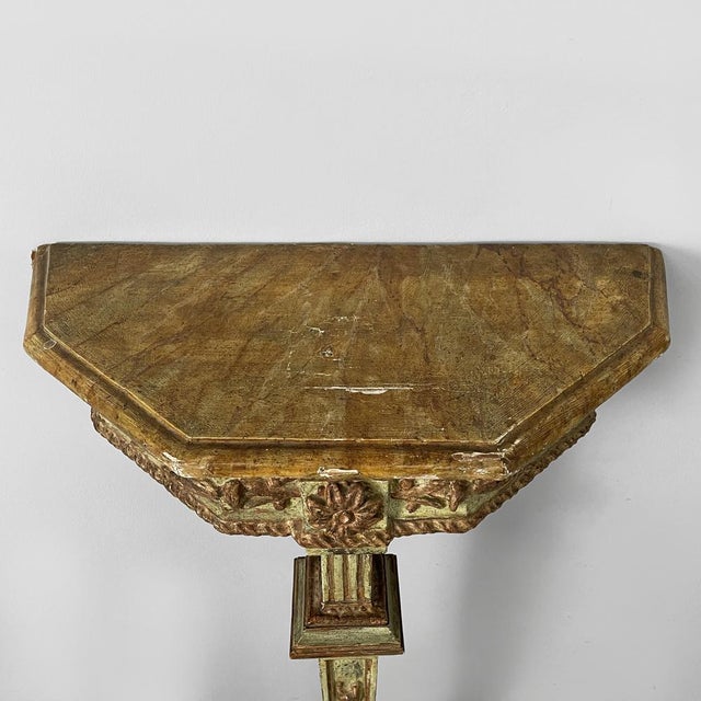 Antique Italian Consoles in Green and Yellow Wood, 1700s, Set of 2 For Sale - Image 5 of 18