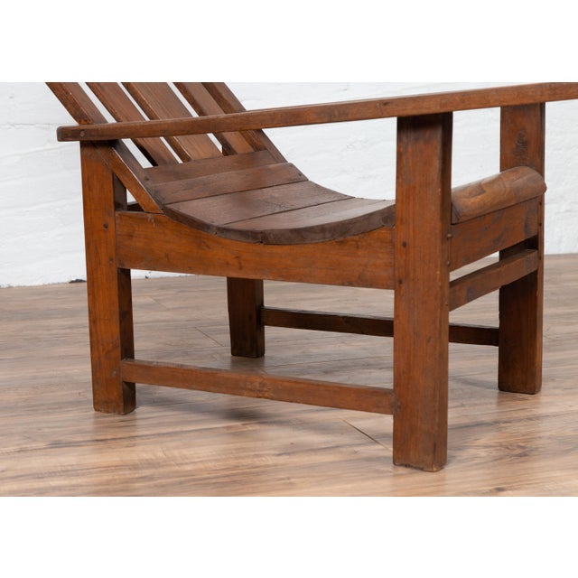 Early 20th Century Indonesian Teak Slanted Back Lounge Chair For Sale In New York - Image 6 of 9