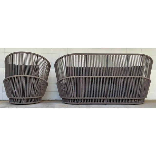 2020s Outdoor Modern Taupe and Gray Azzurro Sofa and Chair Set of 2 For Sale - Image 5 of 10