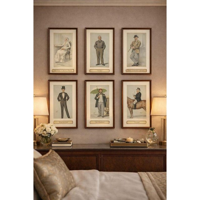 Victorian Vanity Fair Caricatures, Society & Power, Set of Six, 1883 This elegant set of six original Vanity Fair...