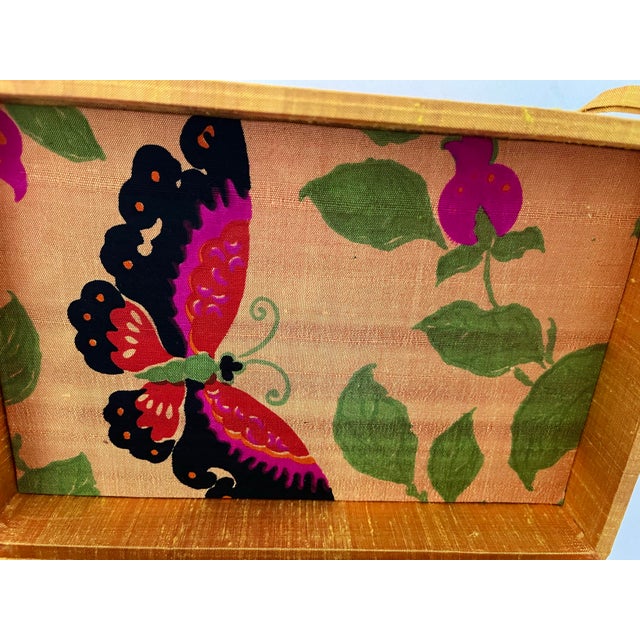 Late 20th Century 1970s Handwoven Thai Silk Butterfly Jewelry Box With Ring Rolls For Sale - Image 5 of 12