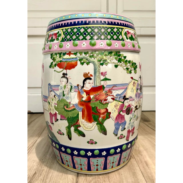 Mid-20th C. Chinese Hand-Painted Porcelain Garden Stool With Figural Scenes For Sale - Image 12 of 12