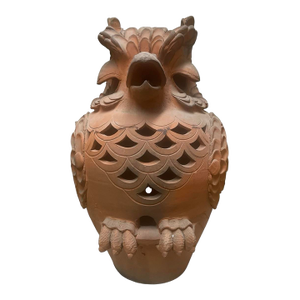 Vintage Italian-Style Terracotta Owl Garden Statue & Lantern