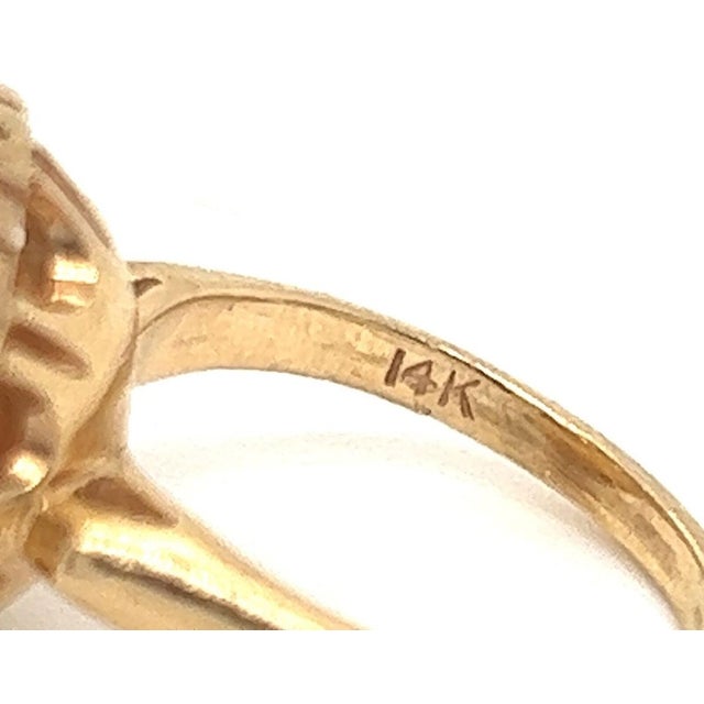 Mid 20th Century Diamonds 14k Yellow Gold Fancy Round Floral Ring - Size 4.5 For Sale In Miami - Image 6 of 6