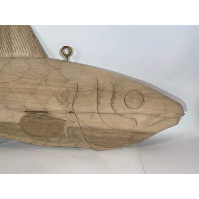 Brown Six Foot Carved Wood Codfish For Sale - Image 8 of 12