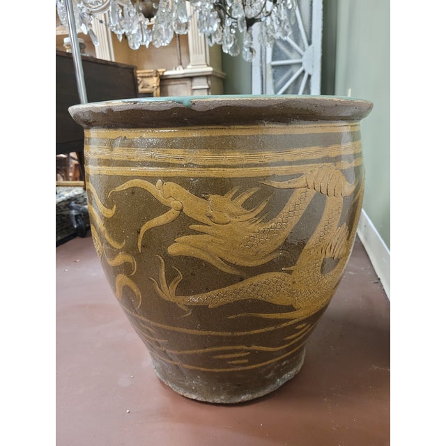 Vintage Ceramic Chinese Dragon Planter For Sale In Philadelphia - Image 6 of 10