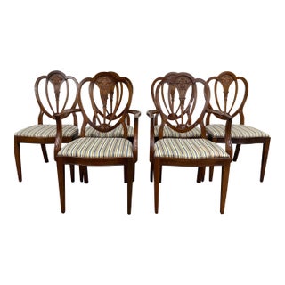 Vintage Hepplewhite or Georgian Style Shield Back Dining Chairs - Set of 6 For Sale