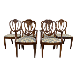 Vintage Hepplewhite or Georgian Style Shield Back Dining Chairs - Set of 6