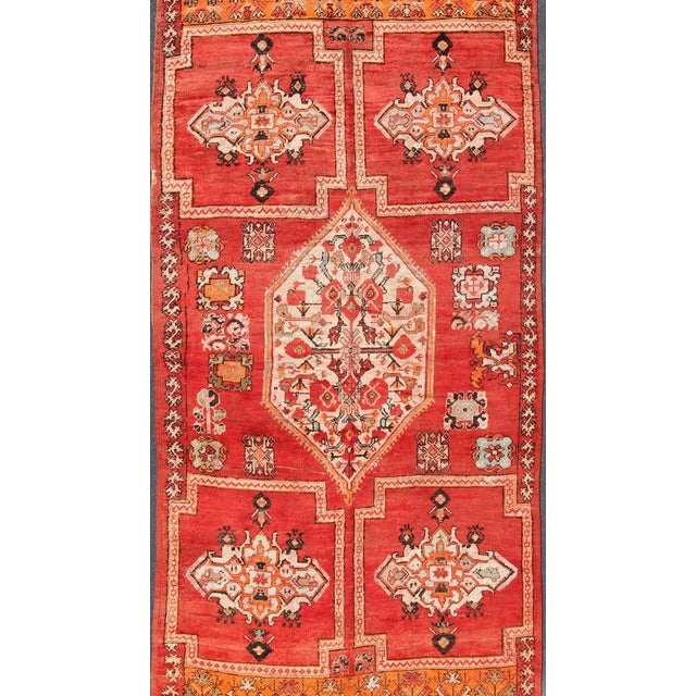 Tribal Large Vintage Moroccan Gallery Rug With Tribal Design in Red, Ivory and Orange For Sale - Image 3 of 13