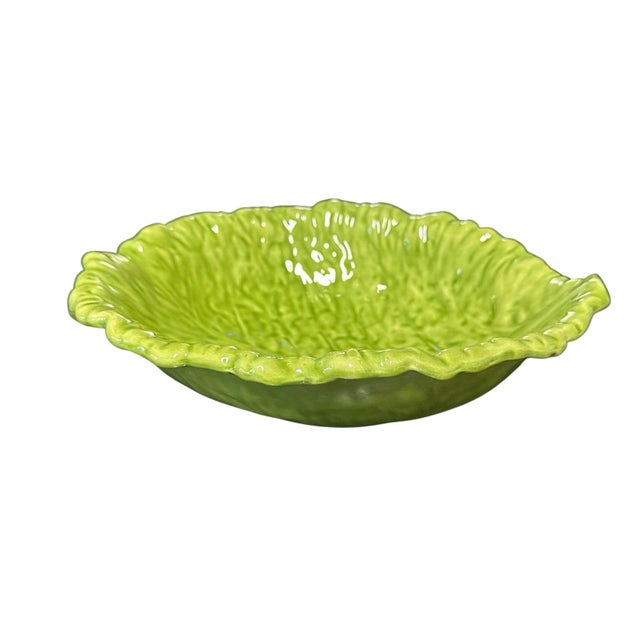 Vintage Ceramic Cabbage Leaf Serving Bowl For Sale - Image 9 of 9