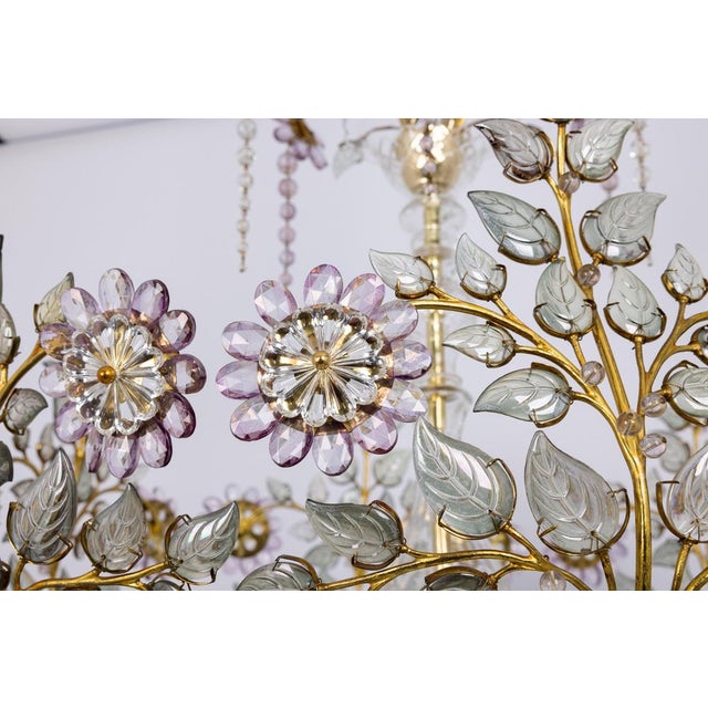 Large Gilt and Faceted Crystal Glass Chandelier from Palwa, 1970s For Sale - Image 4 of 15