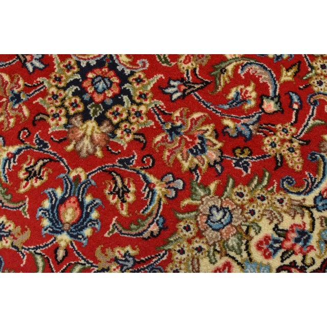 Fine Qom Rug 3’3” X 4’11” Red Wool Traditional Hand-Knotted Oriental Carpet For Sale - Image 4 of 12