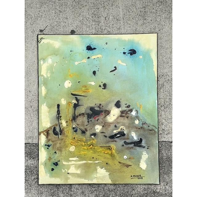 Contemporary Vintage Original Abstract Oil on Canvas For Sale - Image 3 of 12