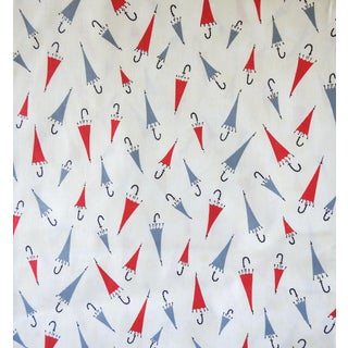 Vintage Umbrella Pattern Cotton Fabric 3y For Sale