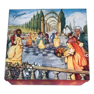 VTG Minuet Ball Tin Box Elkes Georgian British Biscuit Tin Litho Art Dancing For Sale