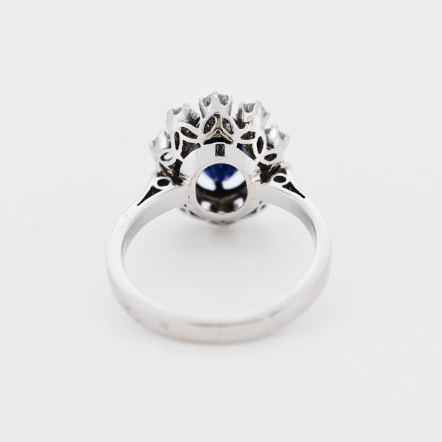 1990s Marguerite Gold Sapphire and Diamond Ring, Size 6 For Sale - Image 5 of 5