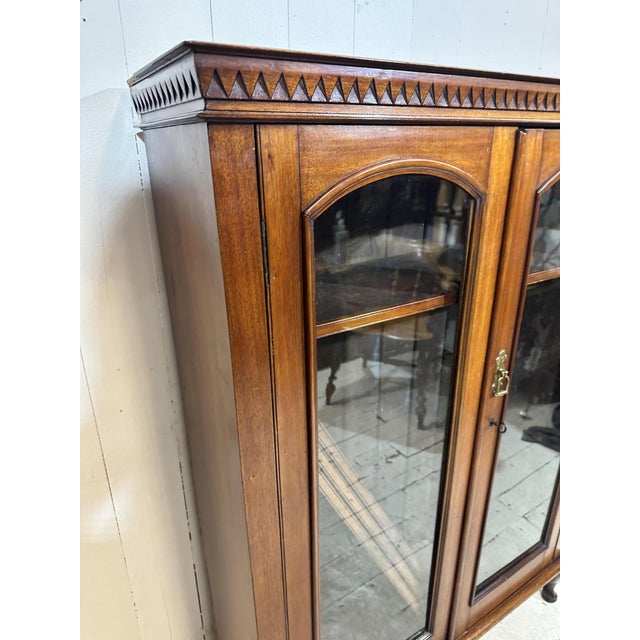 Wood Victorian Adjustable Shelf Mahogany Bookcase with Glass Double Doors, 1850 For Sale - Image 7 of 15