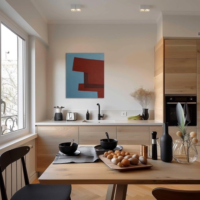 Bodasca, Structure in Blue and Red, 2025, Acrylic on Canvas For Sale - Image 11 of 12