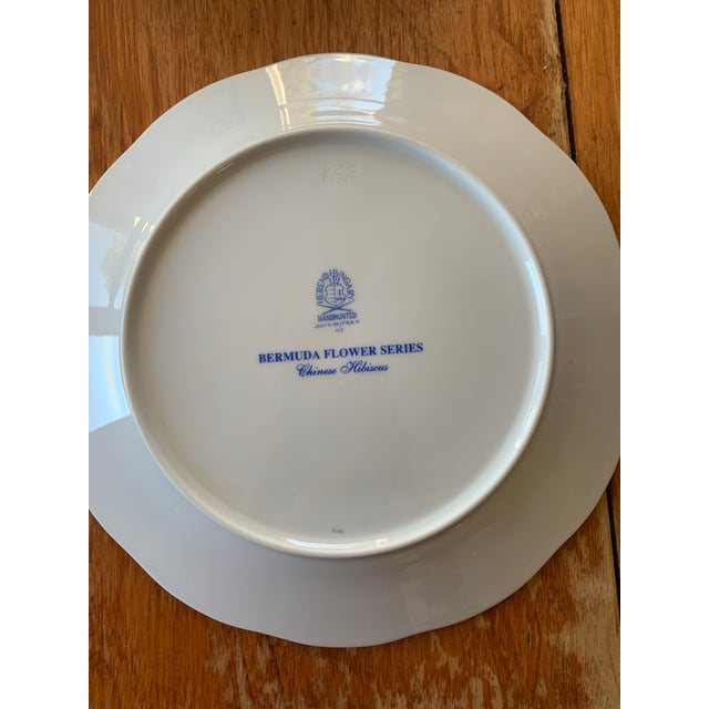 Late 20th Century Late 20th Century Herend Flowers of Bermuda Plates Rose , Hibscus, Bougainvilla, Bermudiana Handpainted - Set of Four For Sale - Image 5 of 8