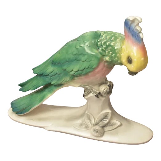 Faience Parrot Figure For Sale