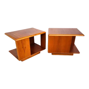 Sannemann Teak Nightstands Side Tables Danish 1970s Pair