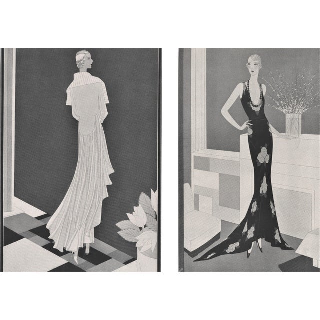 1930 Pair- Art Deco Fashion Prints, Matted For Sale
