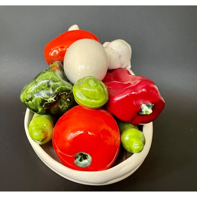 Vintage Ceramic Cornucopia With Vegetables – Midcentury Thanksgiving Harvest Centerpiece For Sale In Miami - Image 6 of 7