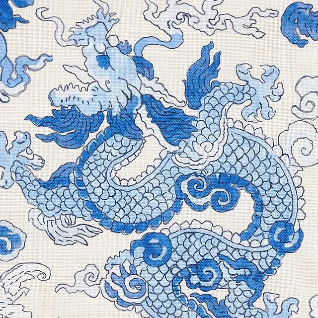 Schumacher Sample - Schumacher Magic Mountain Dragon Fabric in Porcelain For Sale - Image 4 of 5