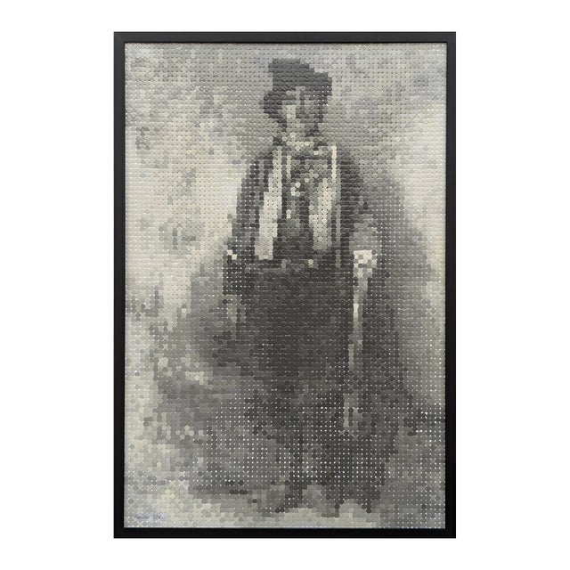 Contemporary Francisco Vital "Billy the Kid" Contemporary Western Black & Tan Pixelated Outlaw Portrait, 2025 For Sale - Image 3 of 10