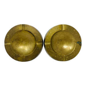 Pair of Vintage 1950s Italian Solid Brass Ashtrays, Heavy Cast 12oz Mid Century Modern Catchall Dishes, Original Patina Hollywood Regency
