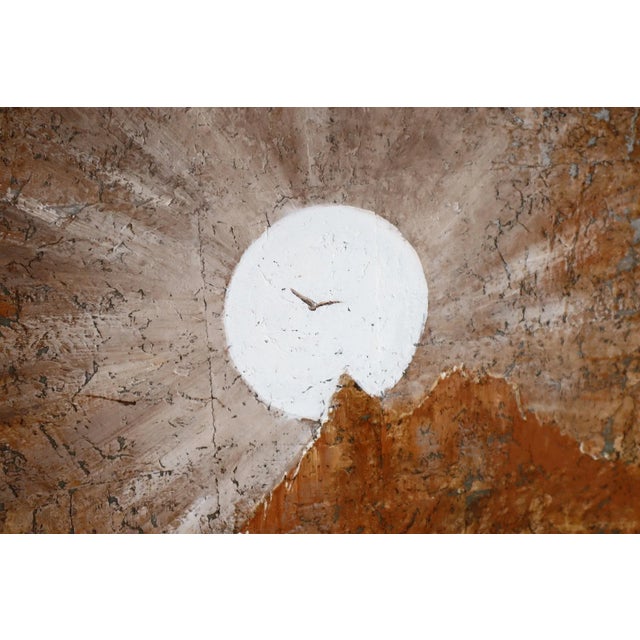 Mid-Century Modern Vintage Retro Large Horizon Painting on Cork Original Painting Art Mid Century Retro Framed Wall Sunset Mountain For Sale - Image 3 of 9