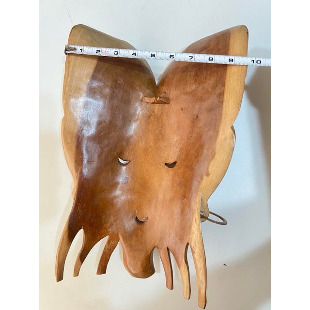 Mid 20th Century Vintage Chinese-Style Warrior Wall Mask in Hand-Carved Tropical Wood, C. 1960–1980 For Sale - Image 5 of 11
