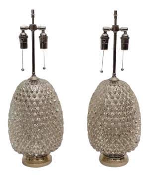Textured Mercury Glass Lamps - A Pair