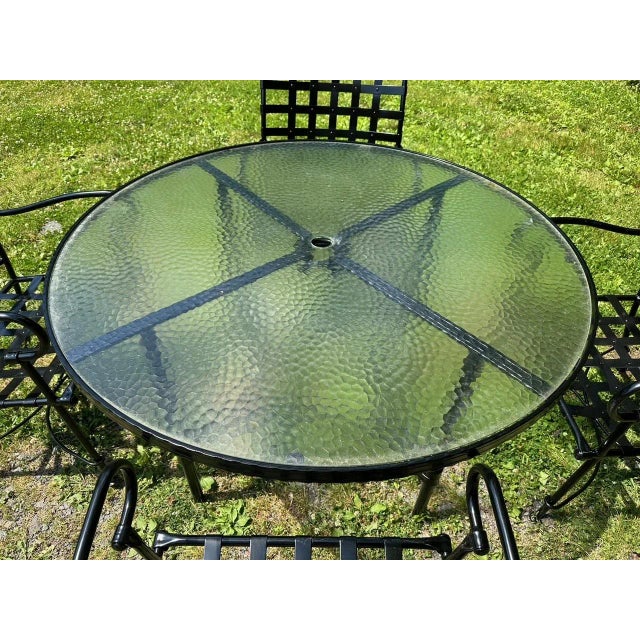 Traditional Newly Powder Coated Black Patio Dining Table & 4 Chairs For Sale - Image 3 of 10