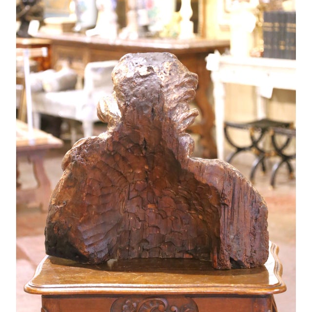 Mid-17th Century French Carved Walnut Bust of Saint Paul For Sale - Image 10 of 13