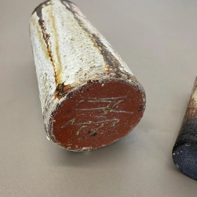 Ceramic Studio Pottery Tube Vase from Gerhard Liebenthron, Germany, 1970s, Set of 2 For Sale - Image 17 of 18