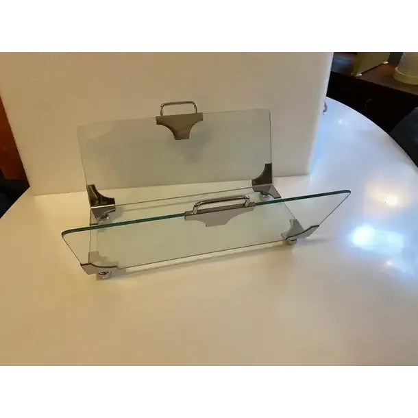 Metal 1960s Glass & Chrome Magazine Rack For Sale - Image 7 of 8