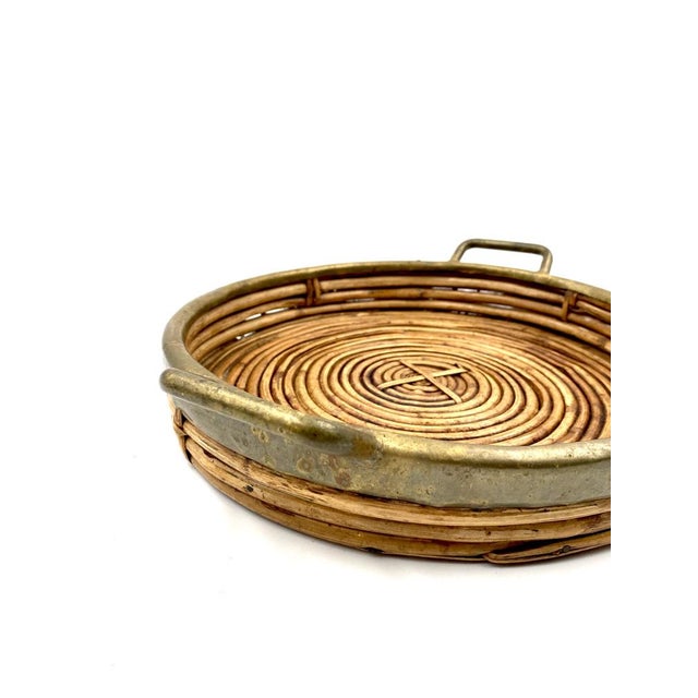 Hollywood Regency Brass and Wicker Bowl, Italy, 1970s For Sale - Image 10 of 18