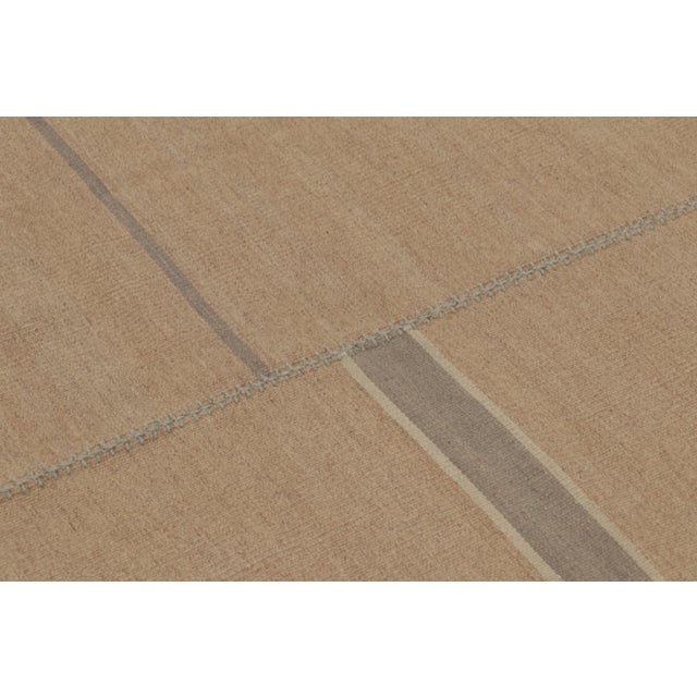 Rug & Kilim’s Contemporary Kilim With Rectangular Designs in Beige & Blue For Sale In New York - Image 6 of 10