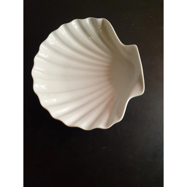 Antique White Dansk Portugal White Ceramic 6" Shell Shaped Trinket Holder For Sale - Image 8 of 9