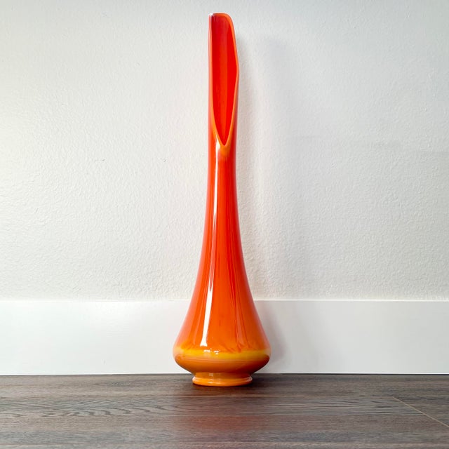 Mid Century Modern Le Smith Bittersweet Smoothie Orange Swung Glass