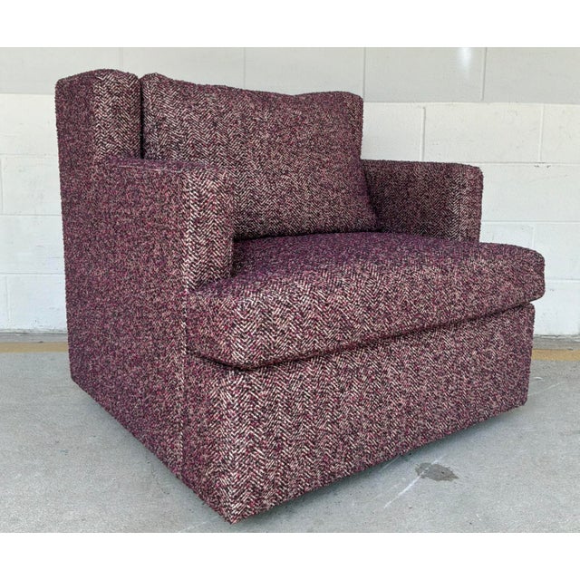 Revelation Modern Tweedy Bird Purple Finch Unwind Swivel Chairs Pair For Sale - Image 4 of 8