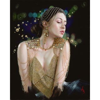 Effulgent by Alexandra Manukyan | Oil on Linen on wooden panel Woman in elegant attire with jewelry. For Sale
