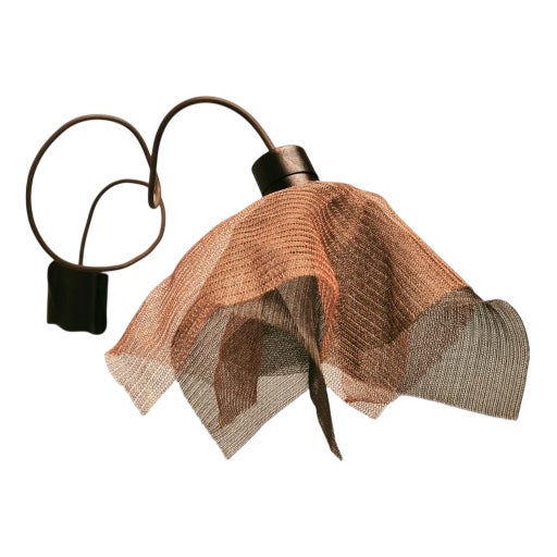 Copper Pendant Lamp with Metal Handkerchiefs, 1980s For Sale