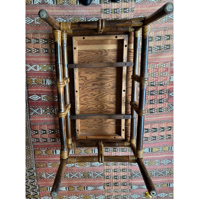Mid-Century Modern Attributed to John Wisner for Ficks Reed Tile Top With Bamboo and Rattan Cocktail Table For Sale - Image 3 of 6